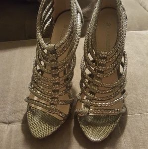 Platform silver heels